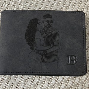 Personalized Custom Engraved Picture Leather Wallet Father's day, Boyfriend, Birthday Gift, Anniversary Gift, Gifts for him image 2