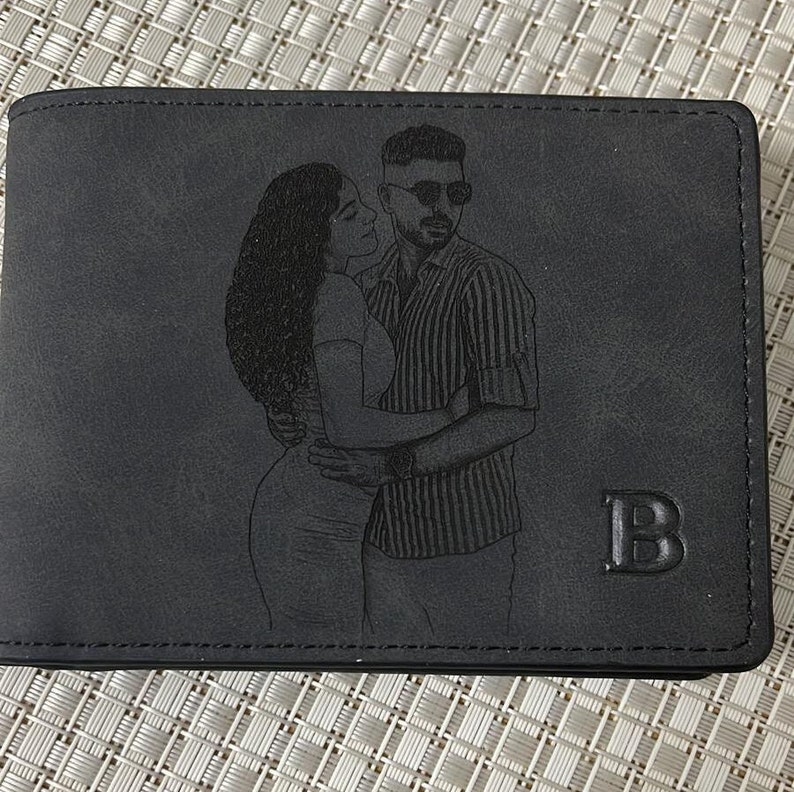 Personalized Custom Engraved Picture Leather Wallet Father's day, Boyfriend, Birthday Gift, Anniversary Gift, Gifts for him image 2
