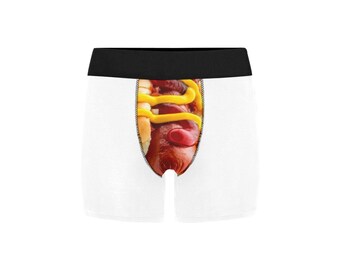 Custom Personalized Sausage Men Boxers. Boyfriend Gift, Anniversary Birthday Gift, Boxer Briefs, Funny Naughty Sexy Boxers. Hot Dog