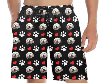 Custom Personalized Paw Pet Men Swimwear Shorts. Father's Day Boyfriend Gift, Anniversary Gift, Boxer Briefs, Funny Swimsuit.