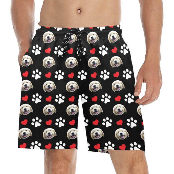 Custom Personalized Paw Pet Men Swimwear Shorts. Father's Day Boyfriend Gift, Anniversary Gift, Boxer Briefs, Funny Swimsuit.