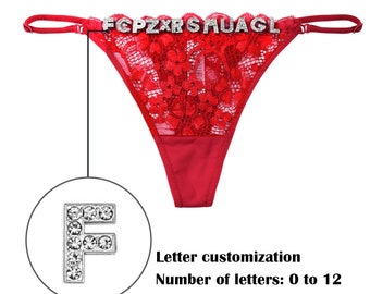 Custom Personalized Custom Letter Lace G-String Thongs. Girlfriend Gift, Anniversary Gift, Funny Sexy Underwear.