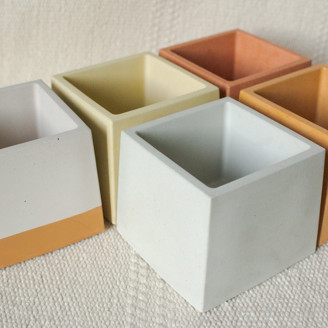 5oz Empty Square Concrete Candle Vessels, Candle Making Supplies