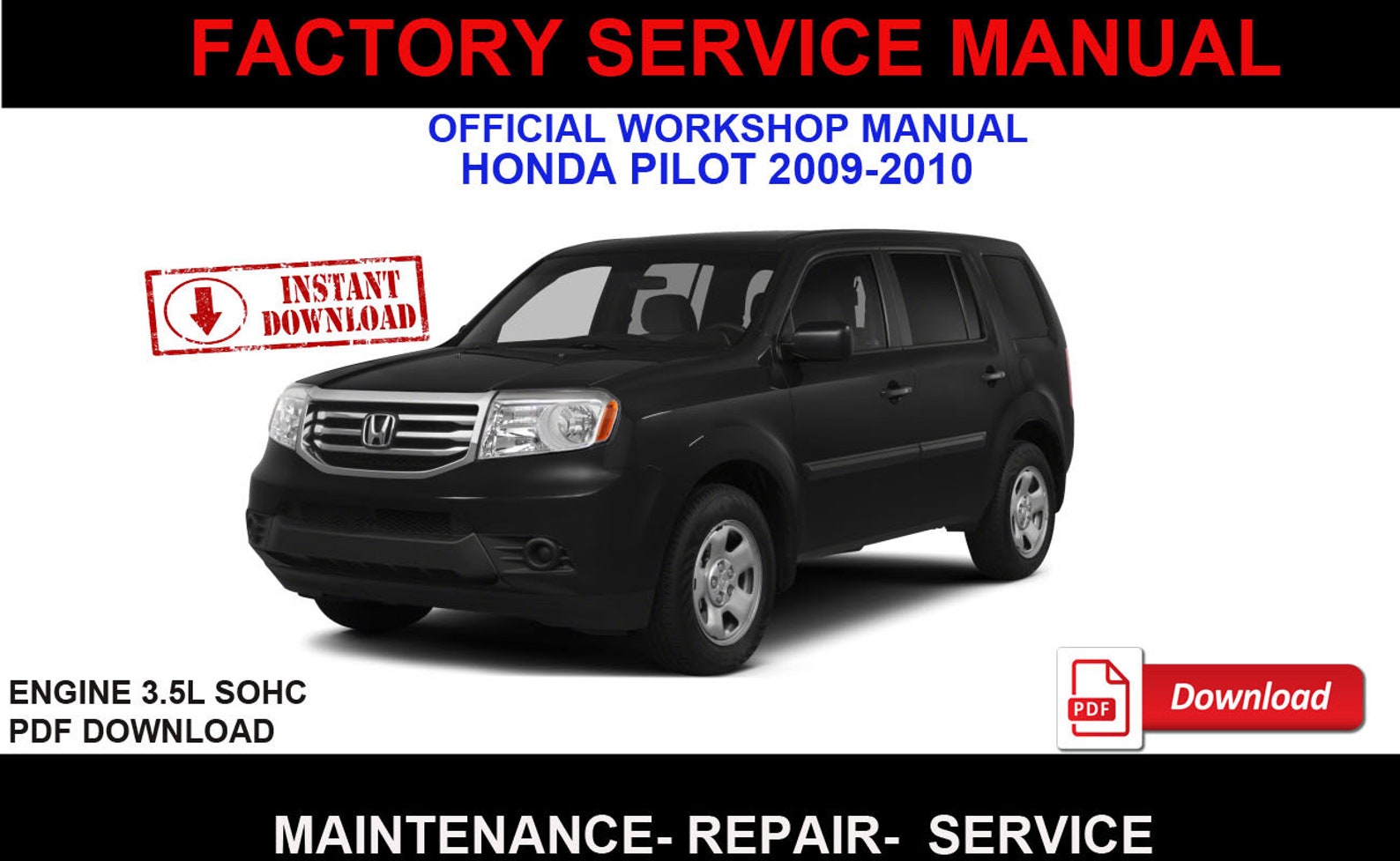 Manual Service Repair Honda pilot 20092010 Etsy