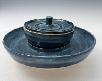 Juego de servir de varias piezas para patatas fritas y salsa Snow Spotted Teal