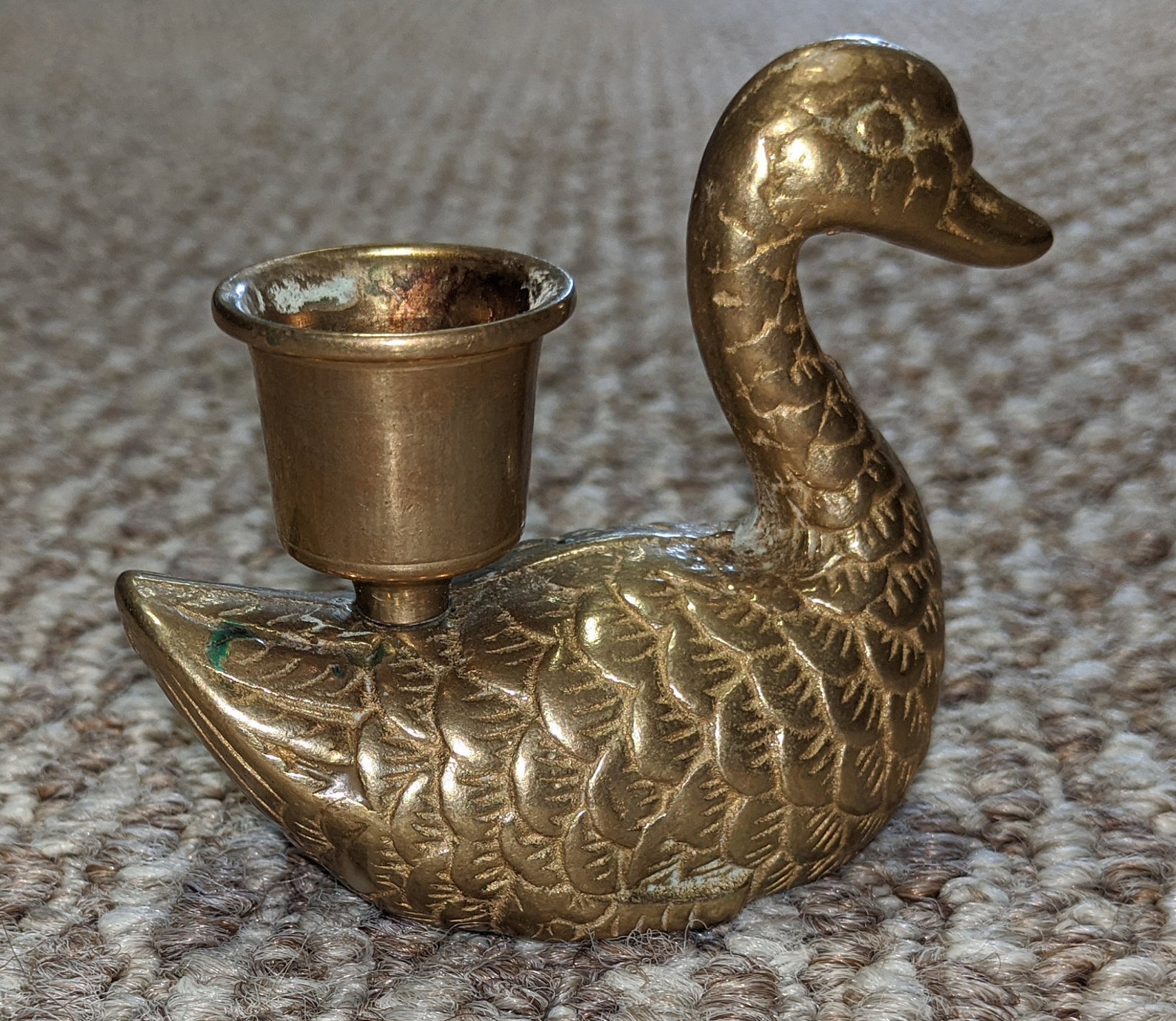 Vintage Brass GOOSE CANDLE HOLDER Retro Etsy