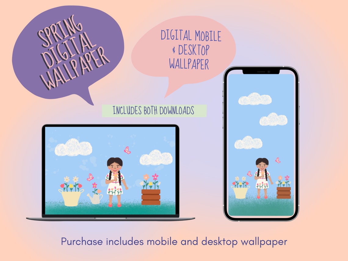 Spring Digital Wallpaper for Mobile and Desktop - Etsy
