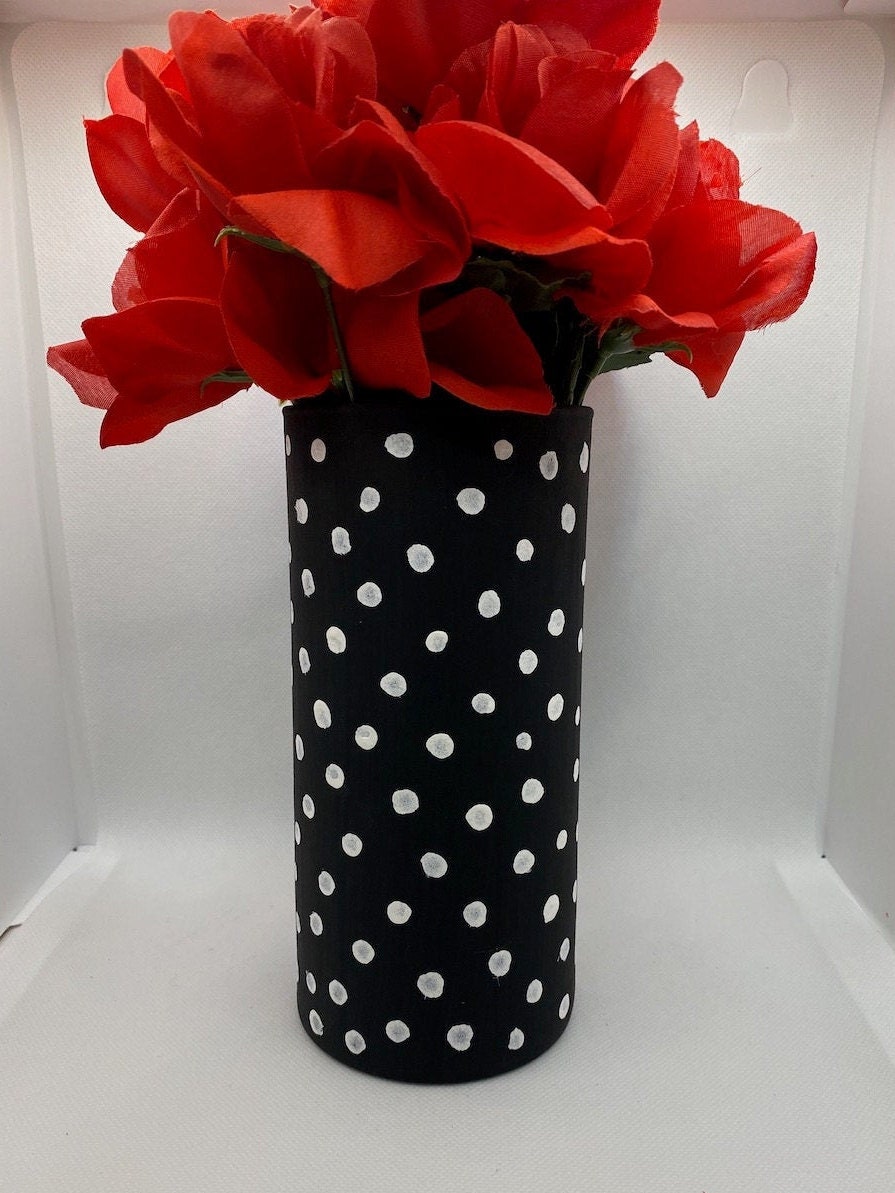 Polka Dot Vase Black and White Modern Home Decor Decor Vase Etsy