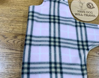 Dog sweater plaid pink dog winter coat double sided polar fleece