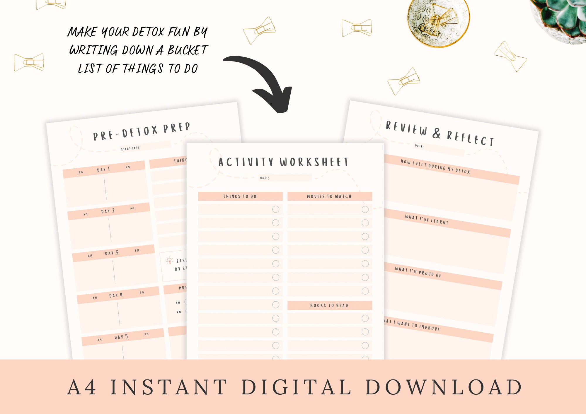 30Day Social Media Detox Planner & Tracker Bundle A4 Undated Etsy