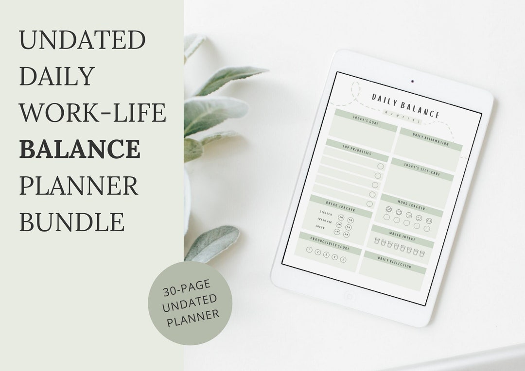 Daily Work-Life Balance Planner Bundle Space To Balance - Etsy België
