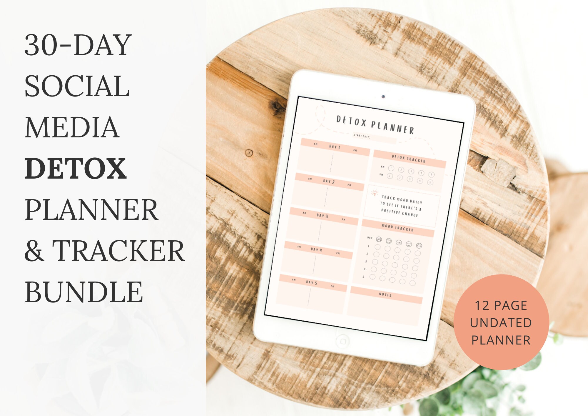 30Day Social Media Detox Planner & Tracker Bundle A4 Undated Etsy