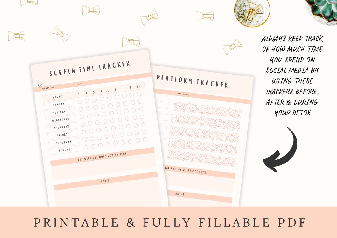 30Day Social Media Detox Planner & Tracker Bundle A4 Undated Etsy