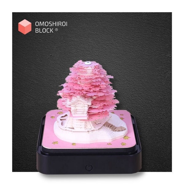 Omoshiroi Block Tree House  2024 Calendar 3DMemo Pad Paper Model Home Decoration Birthday Gift for Her Gift For Him