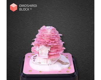 Omoshiroi bloc arbre maison 2024 calendrier 3DMemo Pad papier modèle décoration de la maison cadeau d'anniversaire pour elle cadeau pour lui