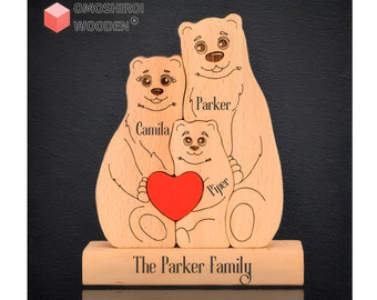 Personalized Wooden Bear Name Puzzle - Custom Baby Gift With 1-3 Names, Educational Toy For Toddlers