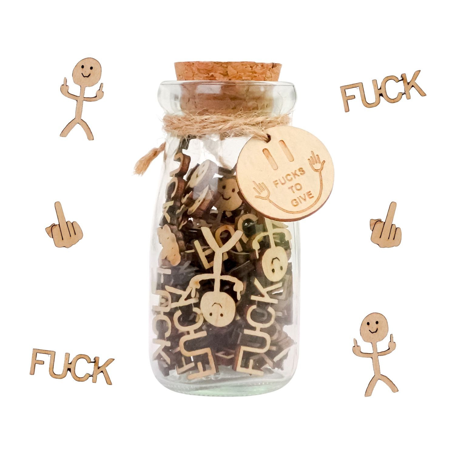Wooden Fuck 200 PC, Unfinished Wood DIY Jar of Fucks Bag of Fuck to Give  Fuck Letter Funny Gift for Office Anniversary Birthday Valentines Day