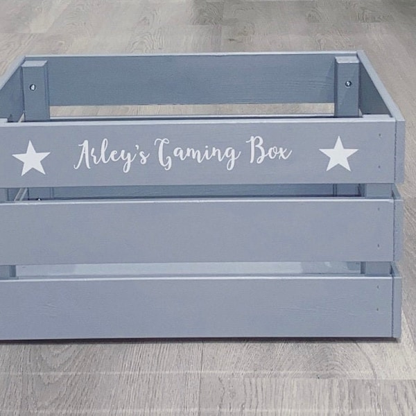 Big Grey Personalised Wooden Crate