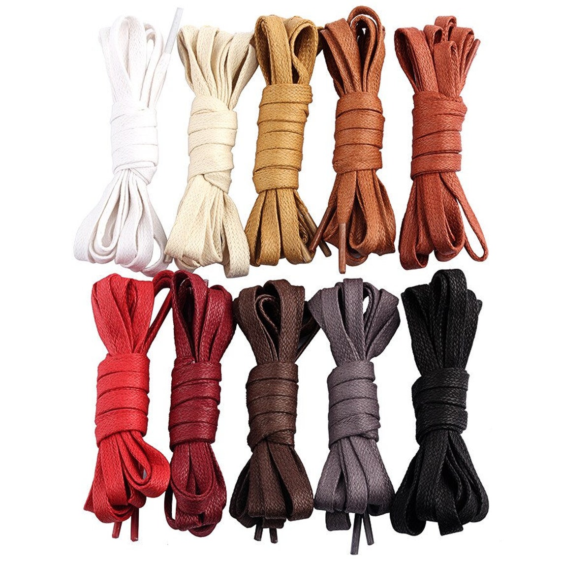Premium Flat Cotton Coloured Waxed Shoelaces for Shoes Boots Etsy