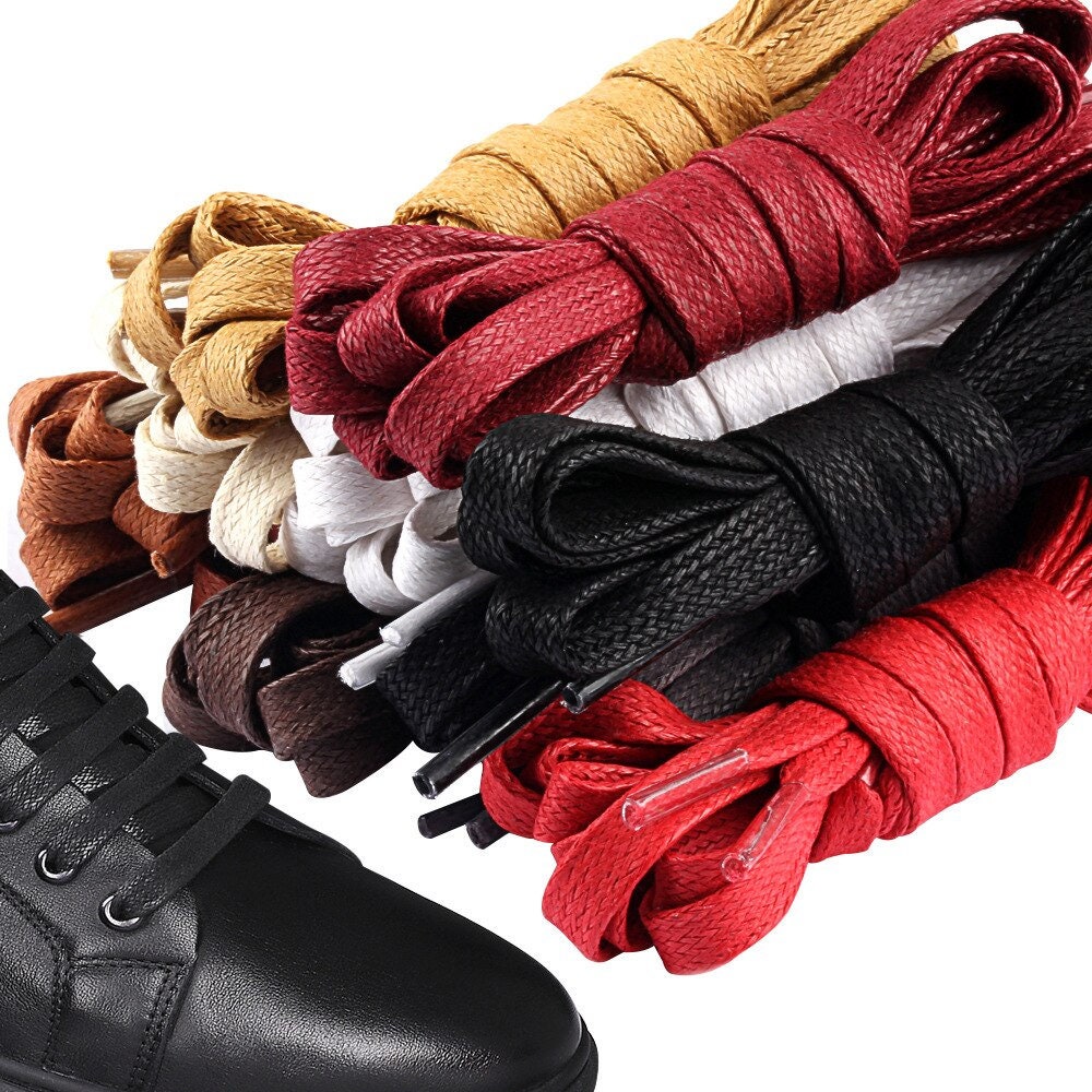 white flat waxed shoelaces