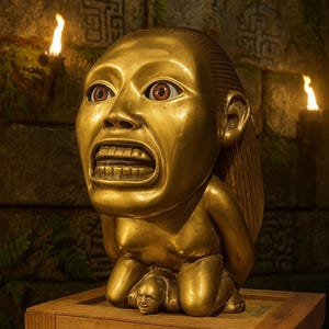 Indiana Jones Raiders of the Lost Ark Golden Fertility Idol – Weathered Temple Version Movie Prop Replica | Handcrafted by Master Artist