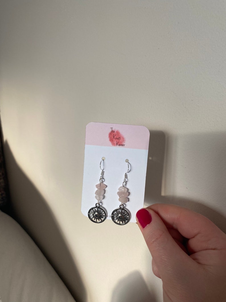 Rose quartz and sun drop earrings
