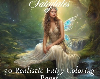 Fairytales - Realistische schattierte Feen Ausmalseiten