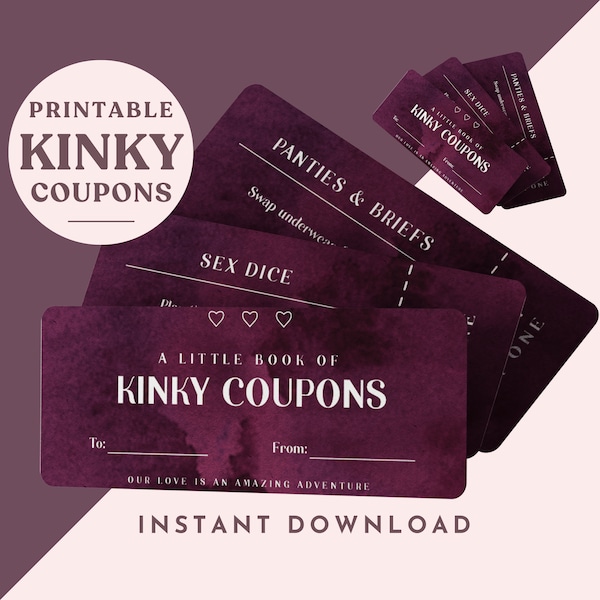Printable Kinky Sex Coupons. A Naughty Coupon Book of Sex Coupons for Him. Kinky Gifts for Him and Her. Adult Only