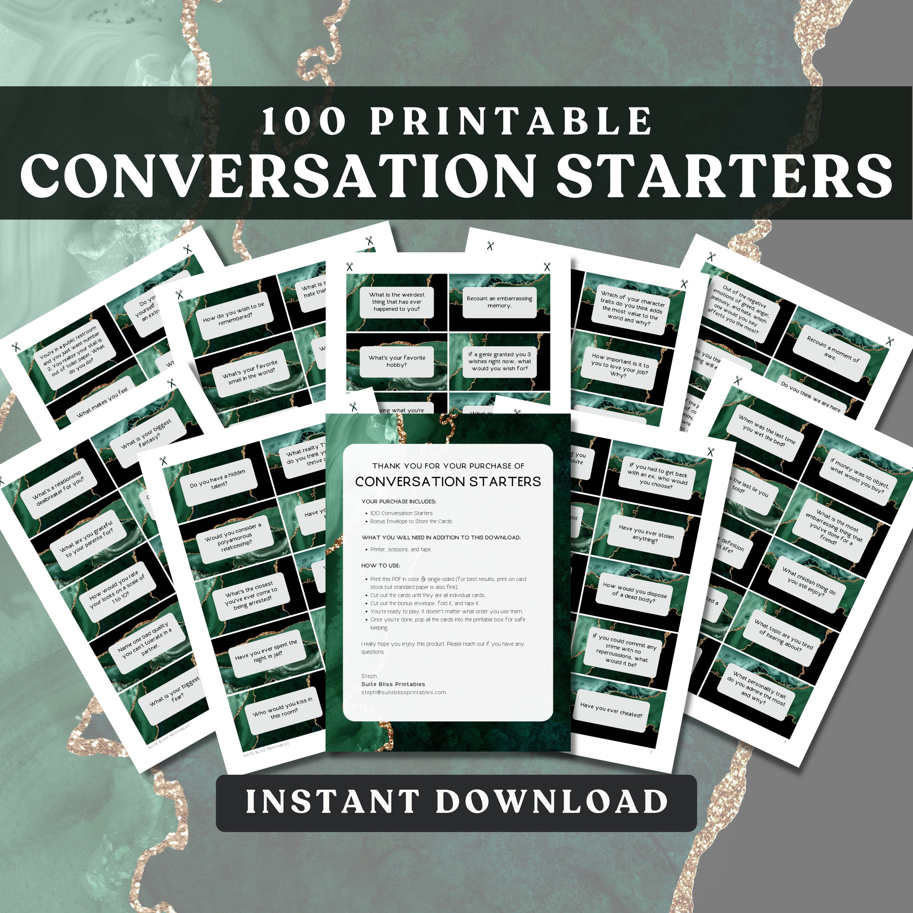 100 Printable Conversation Cards for Couples &amp; Friends. Conversation ...
