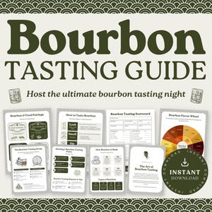 Druckbarer Bourbon Verkostungsführer | Whisky-Verkostungstagebuch | Bourbon Verkostungsnotizen | Bourbonen Kleinigkeiten | Whisky Spiele | Bourbon Scorekarte