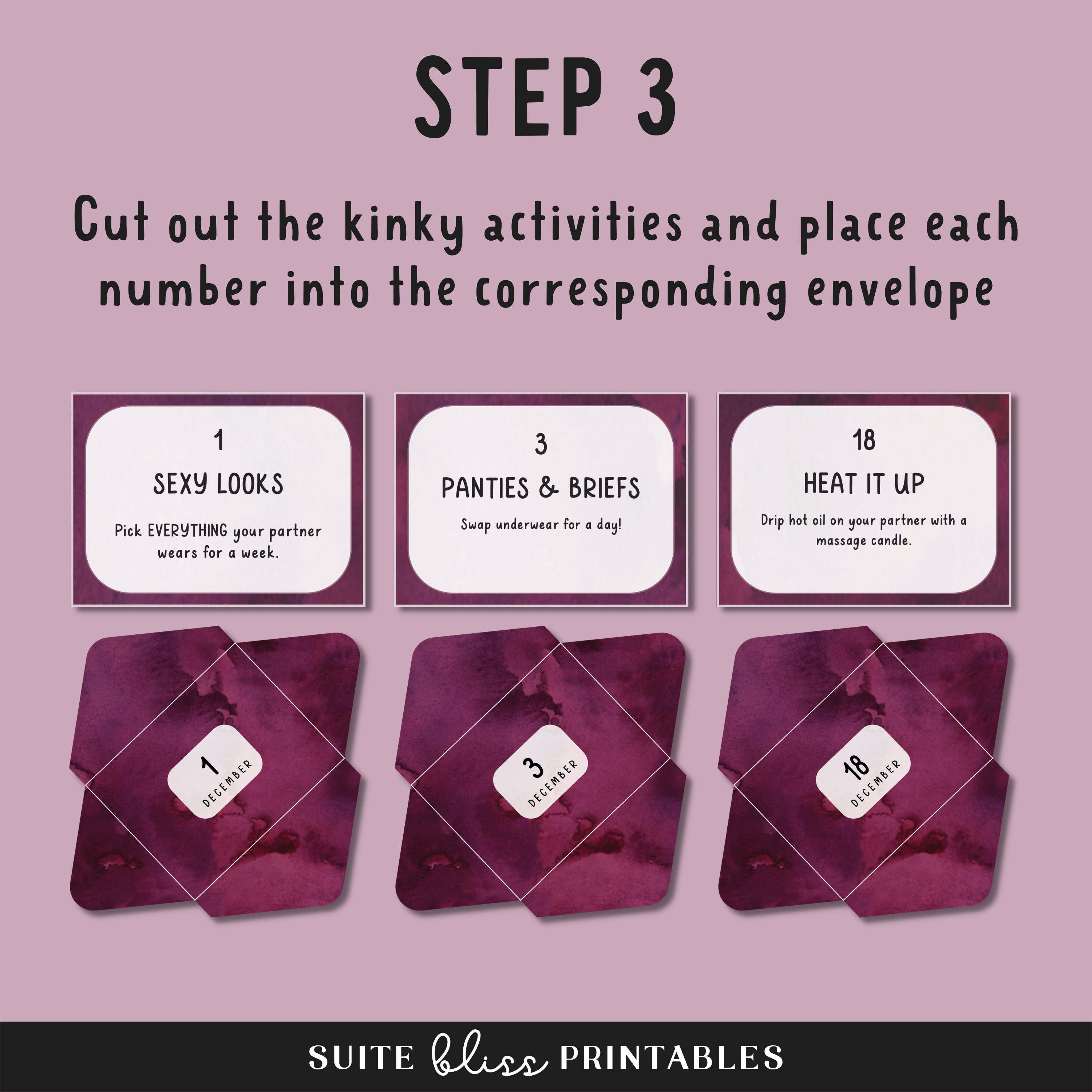 Printable Kinky Advent Calendar for Adults. Romantic Sexy Advent