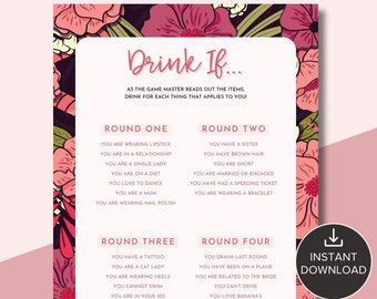 Bachelorette Drink If Game | Printable Bachelorette Party Games & Bridal Shower Games | Fun Bridal Shower Activity | Instant Download