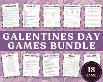 Printable Galentines Day Games Bundle | 18 Galentines Games for a Galentines Party | Galentines Activity Bundle | Ladies Night Games Bundle