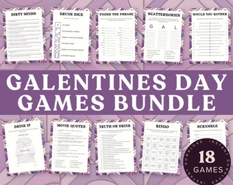 Pacchetto di giochi stampabili per il Galentine's Day: serata tra donne, 18 giochi (PDF)