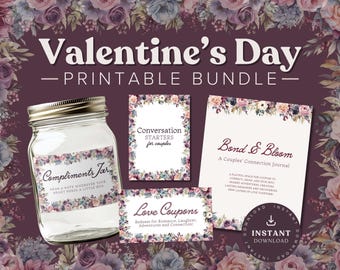 Valentine's Day Printable Bundle: Couples Connection Journal, Love Coupons (Digital Download)