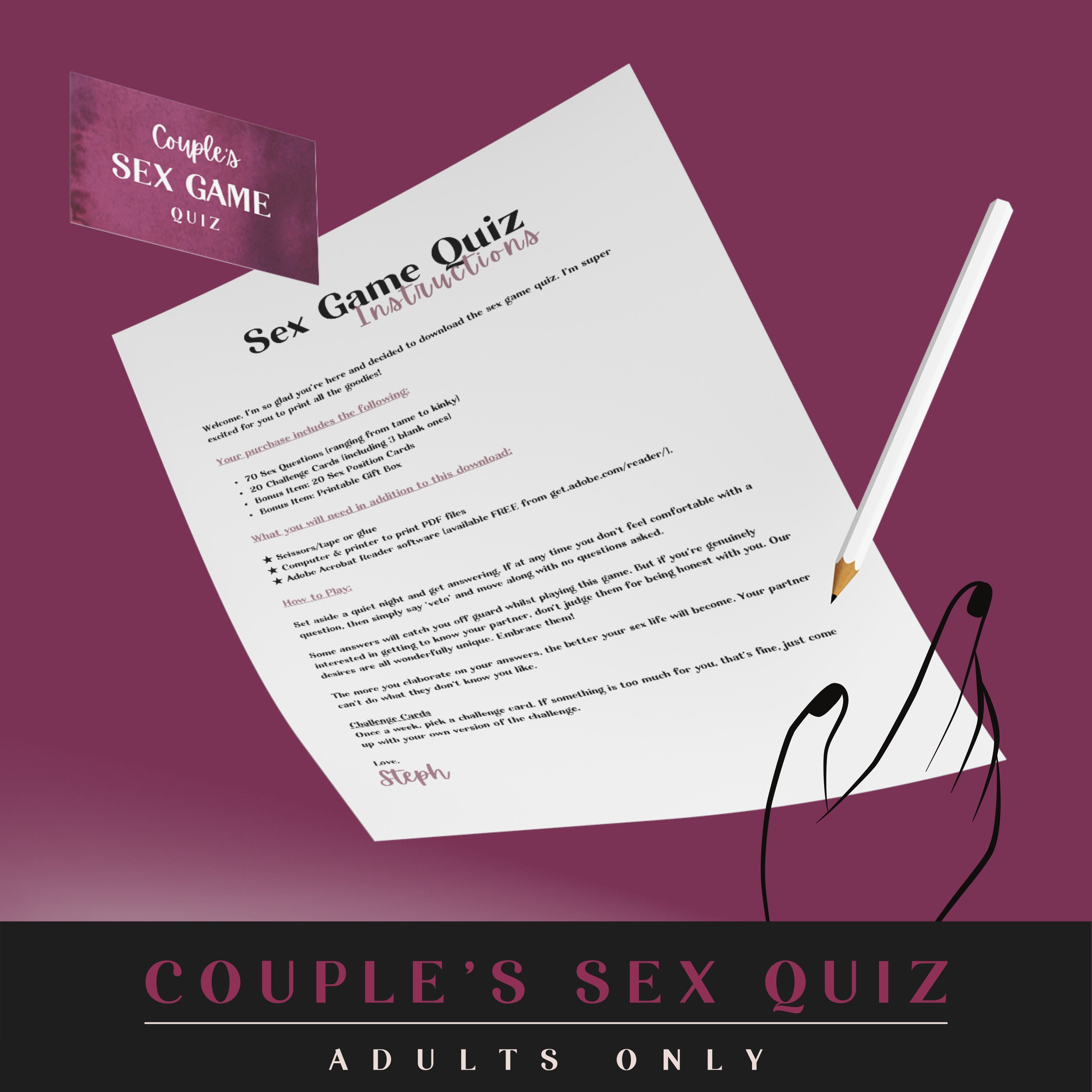 Printable Sex Game Quiz Get To Know Your Partner Sexually And Etsy Australia