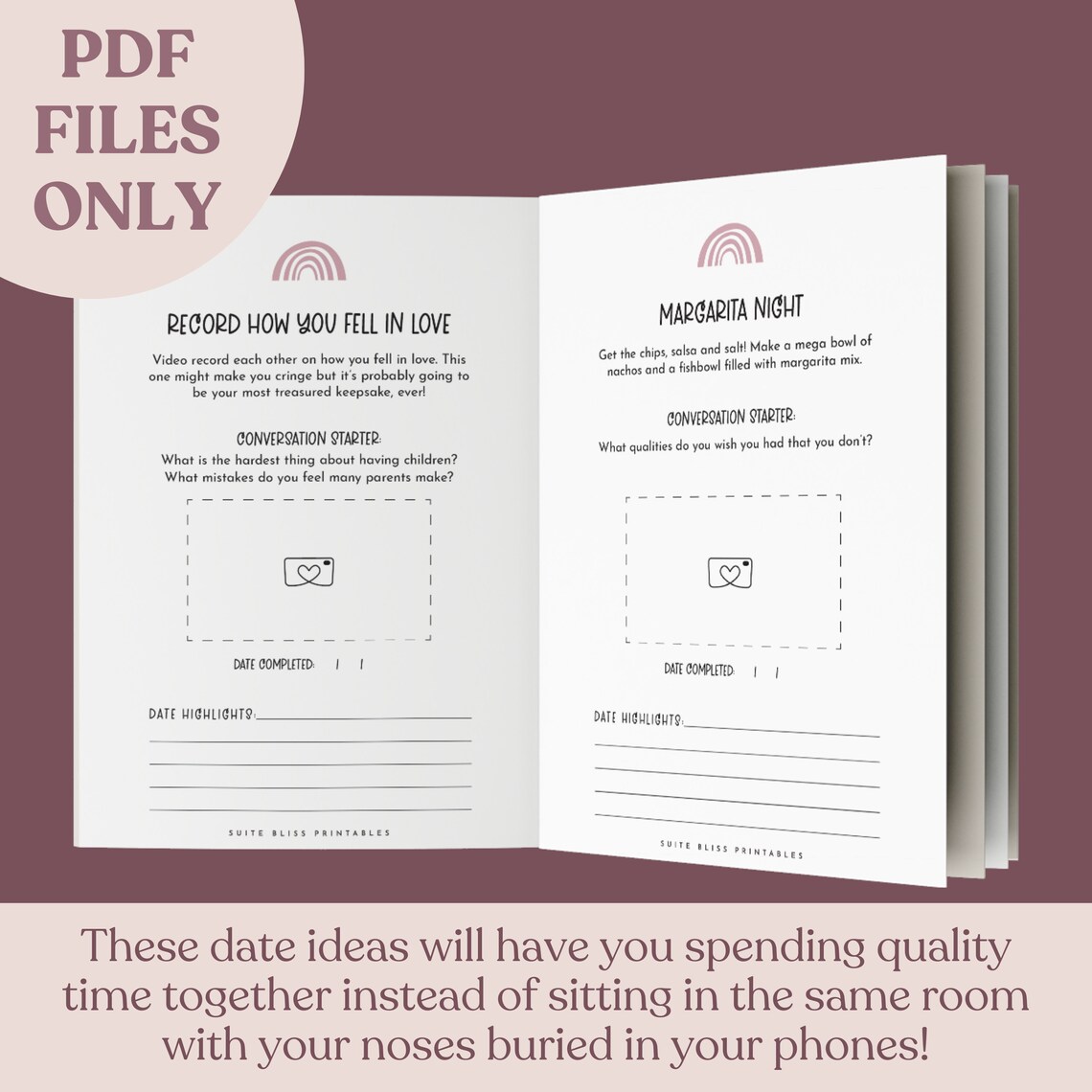 Printable Date Night Ideas Book BUNDLE. A Date Night Box &amp; Date Night ...
