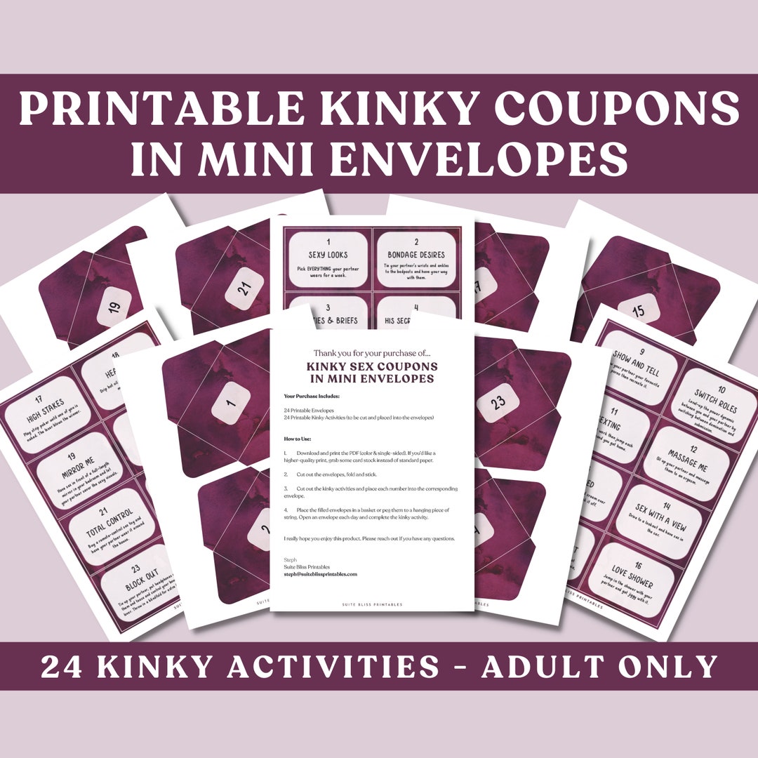 24 Printable Kinky Sex Coupons in Mini Envelopes. Use as Valentine Coupons or a 24 Day Kinky ...