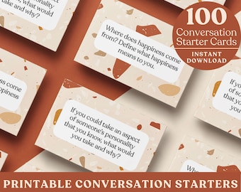 Printable Conversation Starter Cards: 100 Table Topics (Digital Download)
