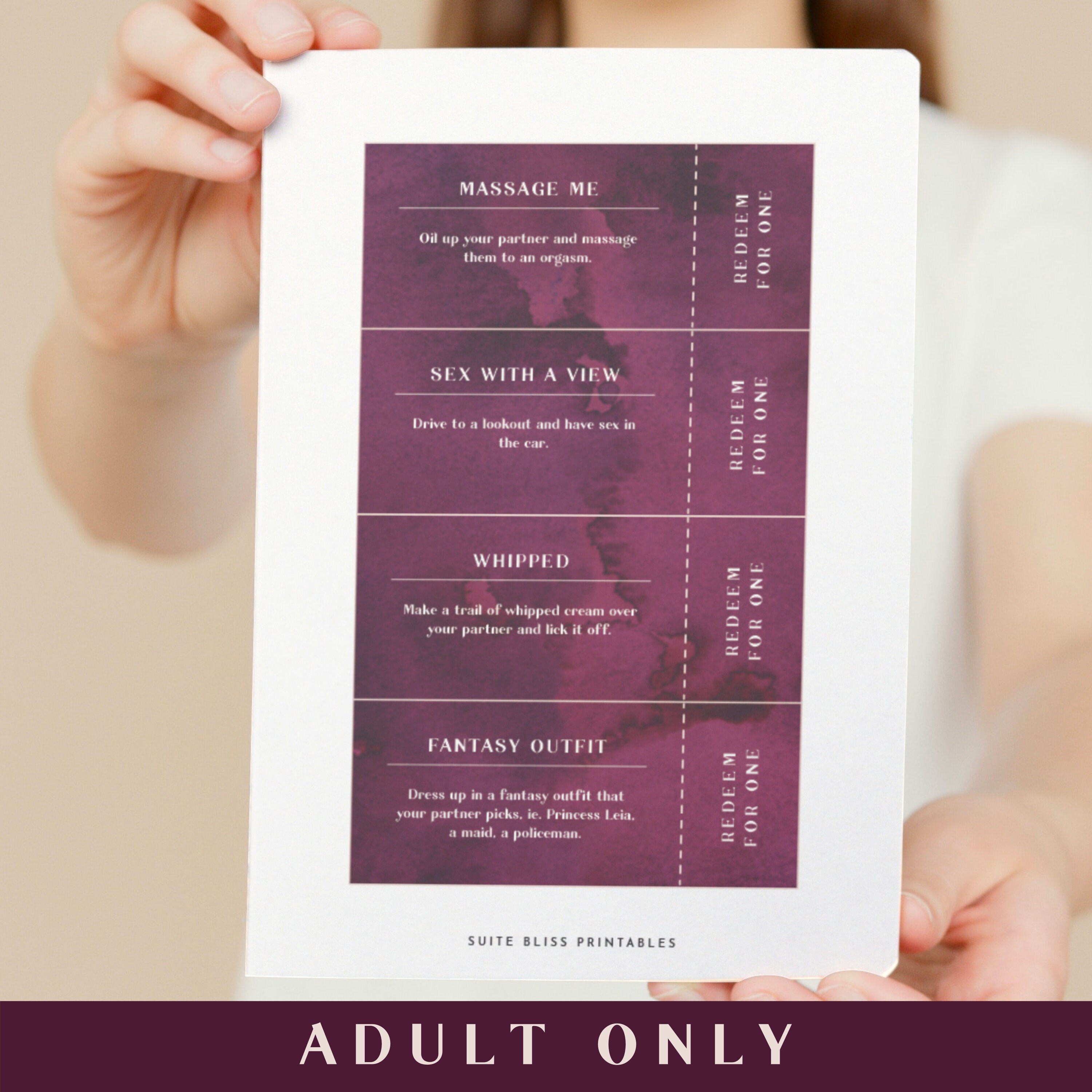 Printable Kinky Sex Coupons. A Naughty Coupon Book of Sex Coupons for ...