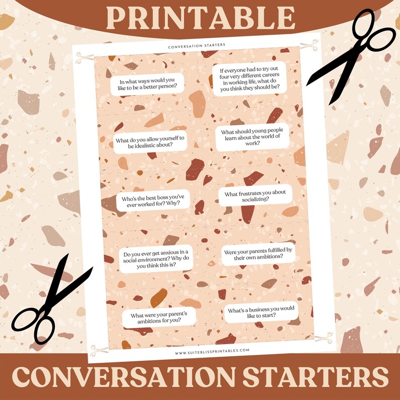 Printable Conversation Starters Table Topics for Dinner Etsy Australia