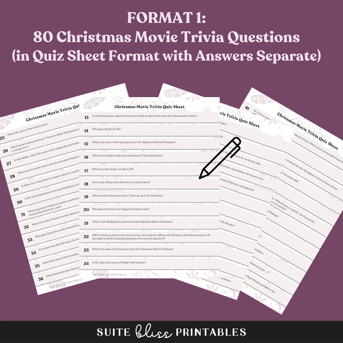 Printable Christmas Movie Trivia 80 Questions. Fun Christmas - Etsy ...