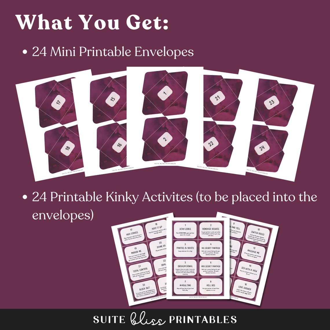 24 Printable Kinky Sex Coupons in Mini Envelopes. Use as Valentine Coupons or a 24 Day Kinky ...