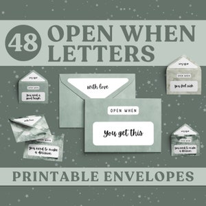 48 Cartas de Abrir Cuando Imprimibles para Novio o Novia. Ábralos cuando los sobres sean un regalo perfecto para una relación a larga distancia para su novio