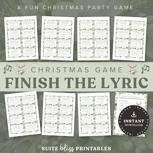 Finish The Lyric Christmas Game | Christmas Song Game | Christmas Party Game | Printable Christmas Game | Finish the Christmas Lyrics Game