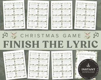 Finish The Lyric Christmas Game | Christmas Song Game | Christmas Party Game | Printable Christmas Game | Finish the Christmas Lyrics Game