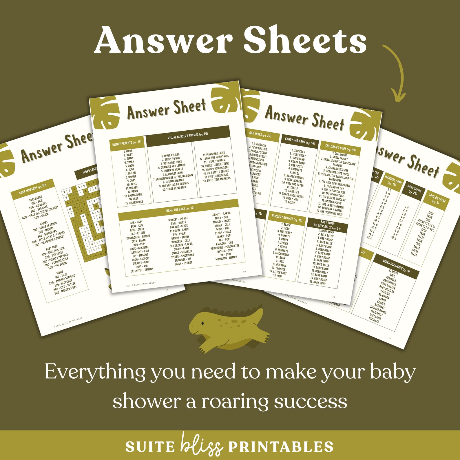Dinosaur Baby Shower Games Bundle. 46 Printable Couples Baby Shower