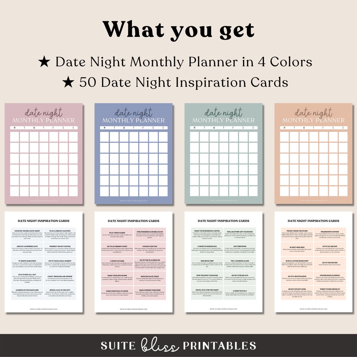 Printable Monthly Date Night Planner. Plan a Year of Dates - Etsy Australia