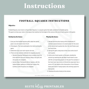 Football Squares Game Printable. Football Square Grid/ Super Bowl Squares. Football Fundraiser, Football Party Game or Football Theme Party image 8