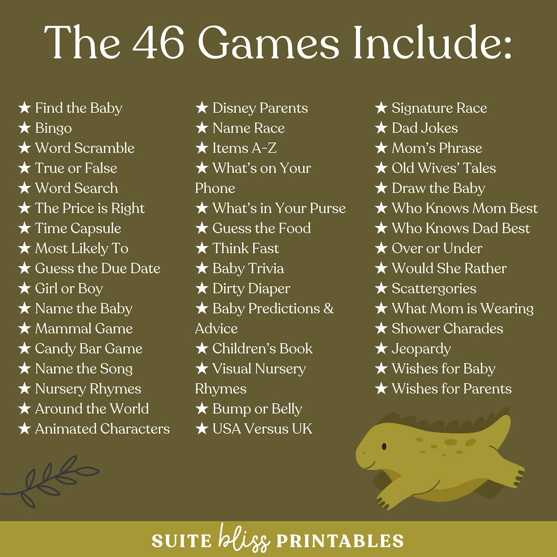 Dinosaur Baby Shower Games Bundle. 46 Printable Couples Baby Shower